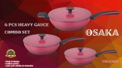 6pcs forge aluminum deep fry pan set