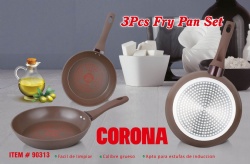 3pcs forge aluminum fry pan with diamond design