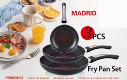 3pcs forge aluminum fry pan with diamond design